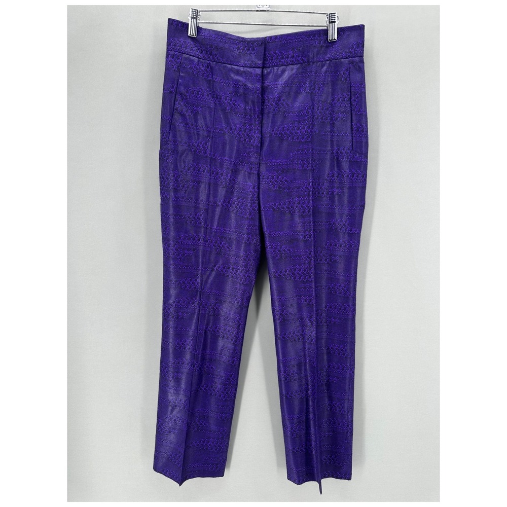 L'wren Scott Tagasode Ikram Pants Purple Textured IT 46 US 10‎ Designer Runway